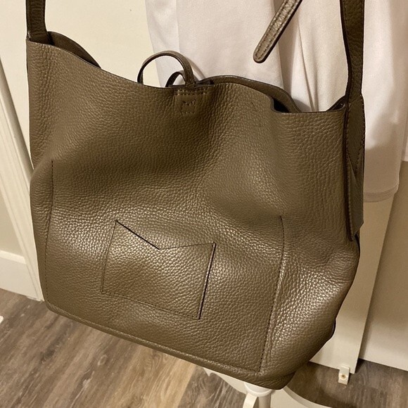 Michael Kors Junie Gray Pebble Leather Tote Purse Adjustable Strap Magnetic Tie - Picture 8 of 10